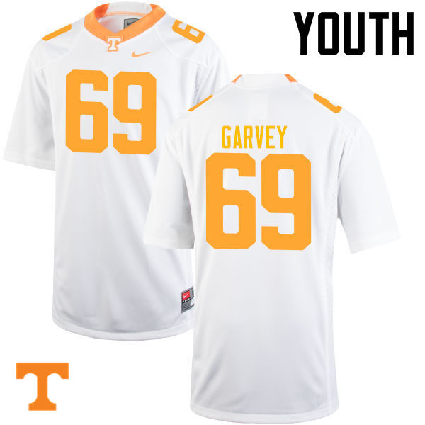 Youth #69 Brian Garvey Tennessee Volunteers College Football Jerseys-White